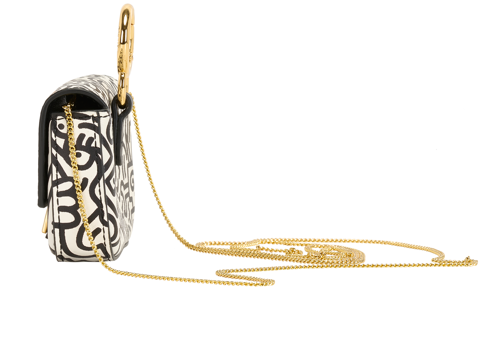 Fendi x Mr Doodle Nano Baguette, &pound;350, Accessories, Black/Orange/White, Leather, Bottom view